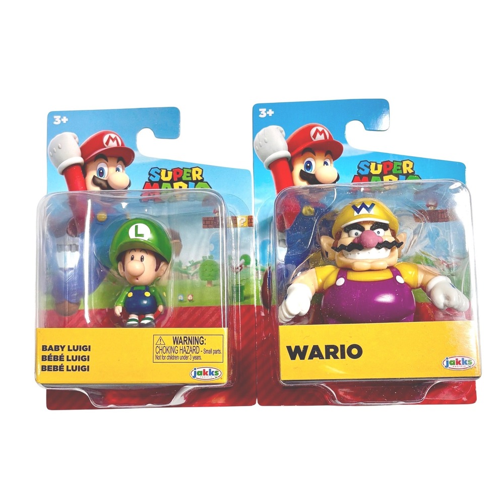 BABY LUIGI & WARIO Super Mario Jakks Pacific 2.5" Figures